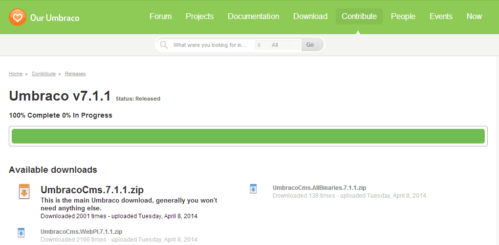 Download Umbraco full source code release package