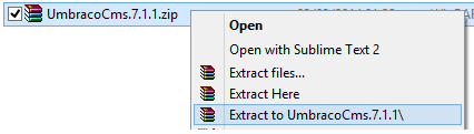 Extract Umbraco source code to temporary location