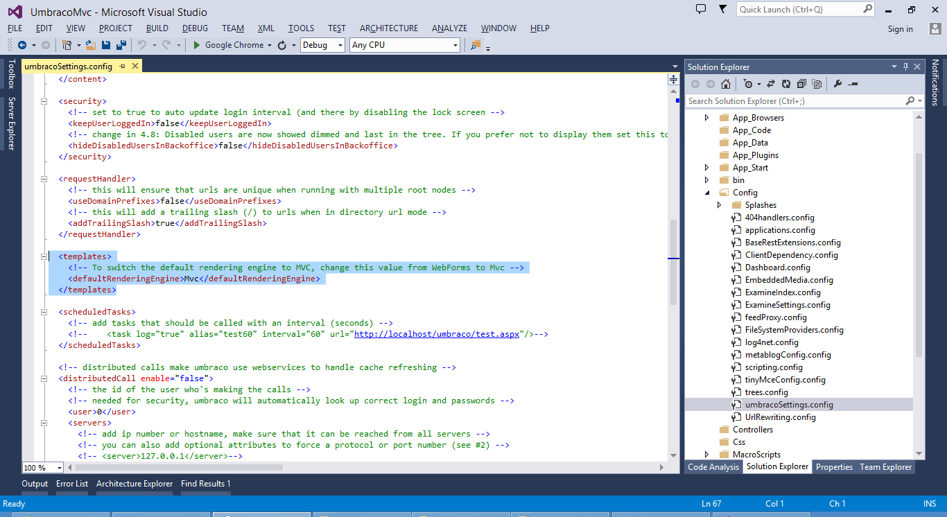 Default Rendering Engine to MVC