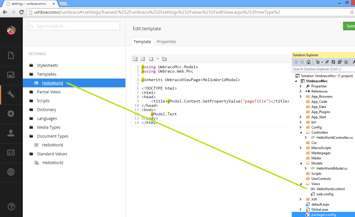 Template alongwith View in Visual Studio